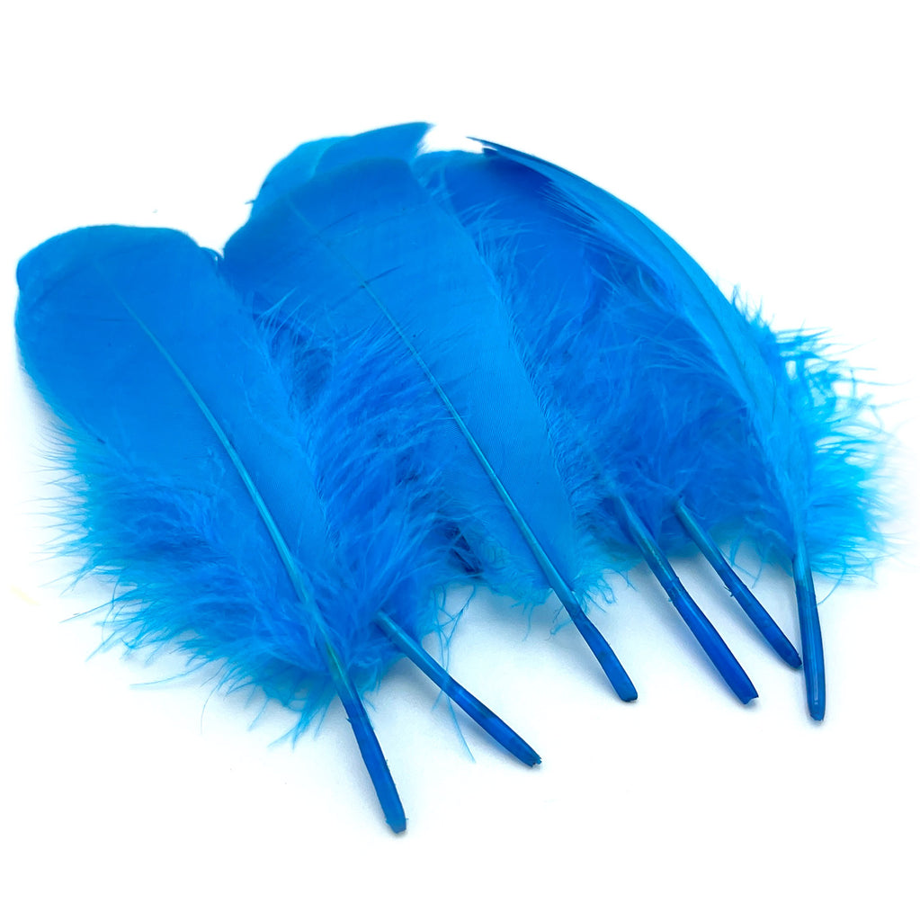 5-7 Inch Blue Goose Feathers. 10 Blue Bird Feathers. Stiff