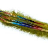 Hareline Bling Rabbit Strips - Olive / Holo Rainbow